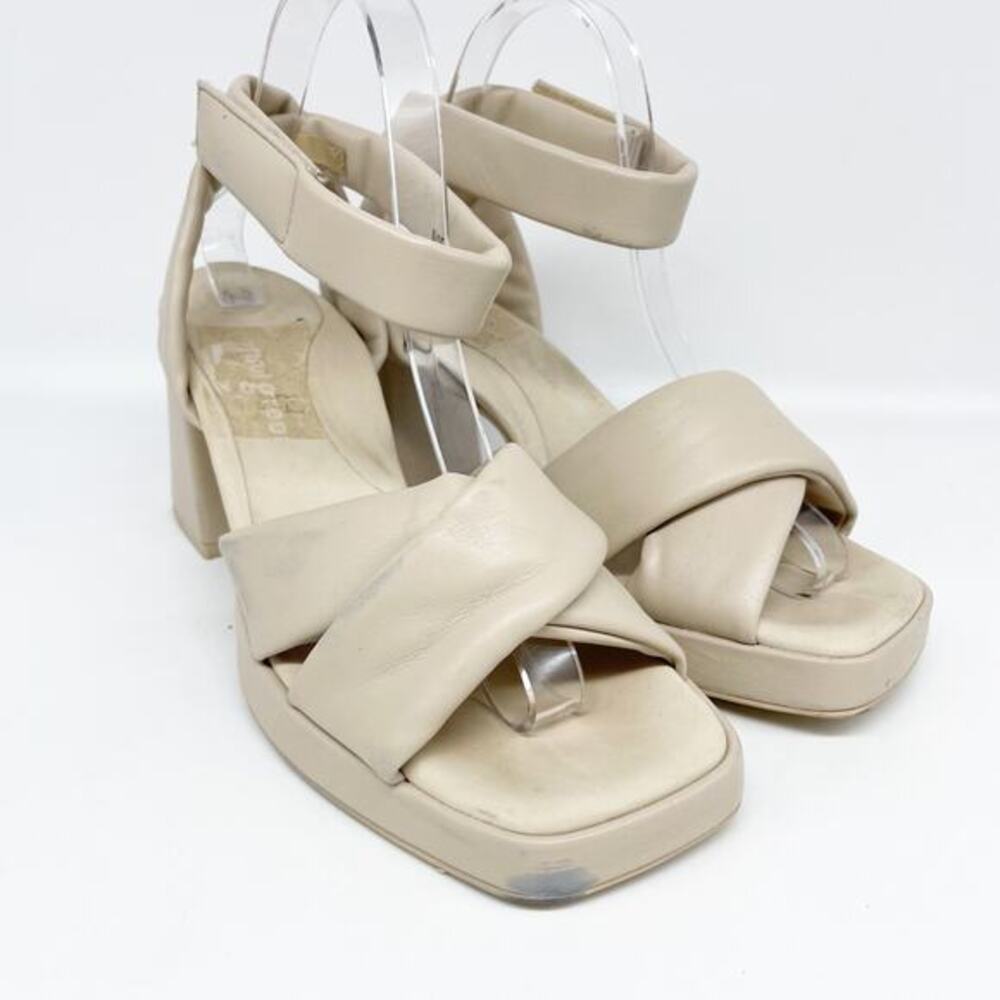 Paul Green Women's Smooth Leather Ankle Strap Platform Sandals Beige UK 6.5 US 9